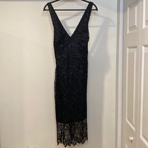 Black,GUESS, midi dress- shiny lace pattern- only worn once.